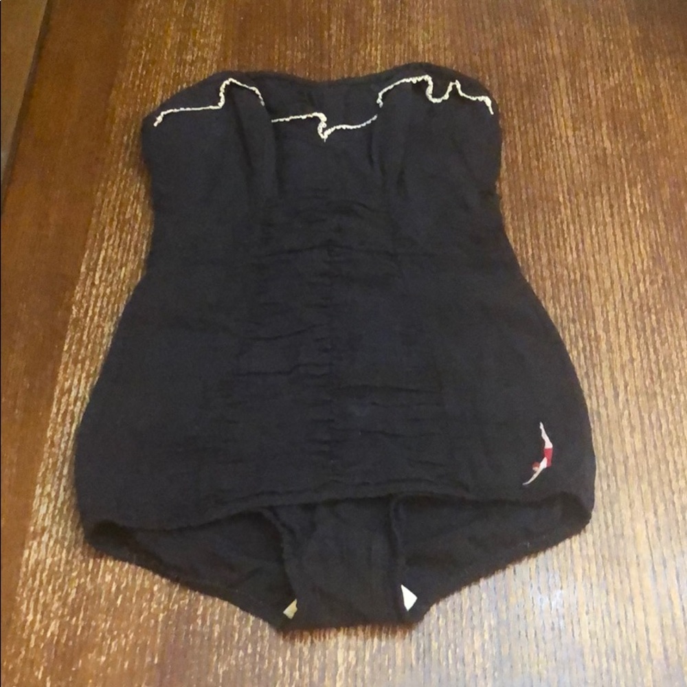 Vtg Jantzen Swim Bathing Suit Pinup Black 12/34